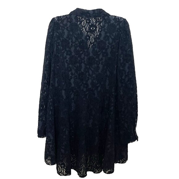 Free People Black Lace Heather Tunic Top Blouse Large Whimsigoth - Picture 3 of 11